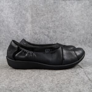 Clarks Shoes Womens 8.5 Loafer Slip On Cloud Stepper Comfort Casual Black Flats